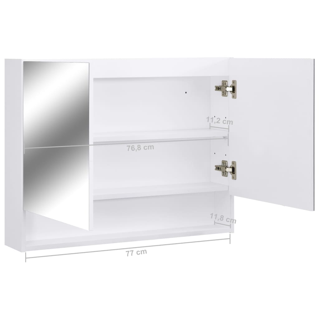 Baderomsspeil Speilskap med LED Hvit 80x15x60 cm