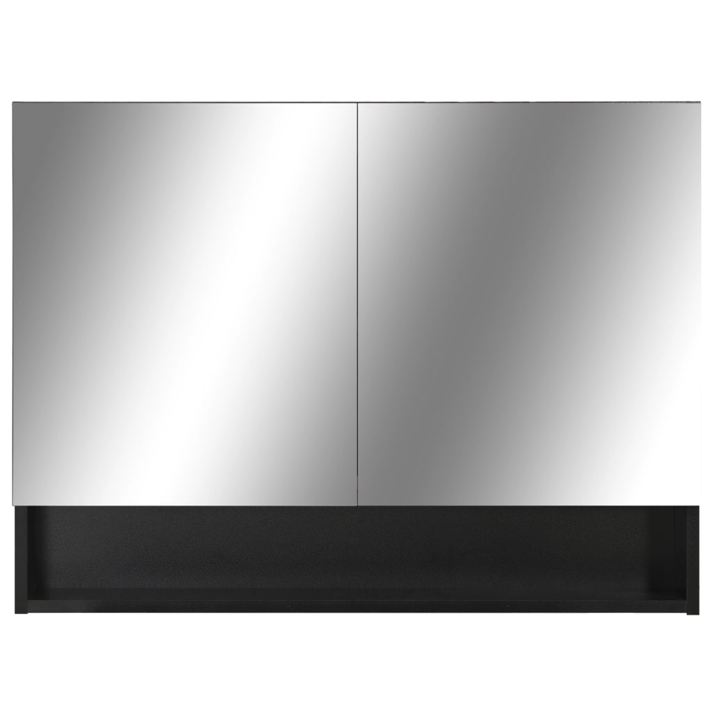 Baderomsspeil Speilskap med LED Svart 80x15x60 cm