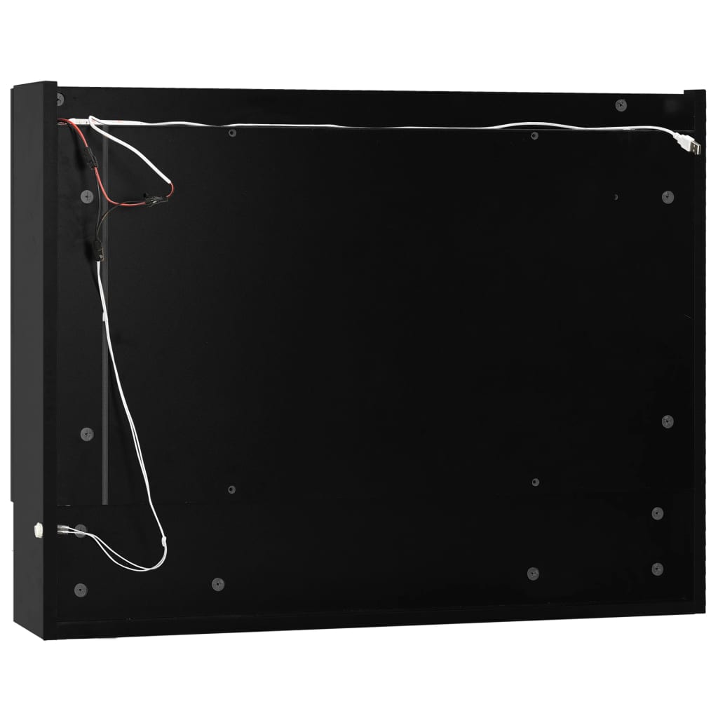 Baderomsspeil Speilskap med LED Svart 80x15x60 cm