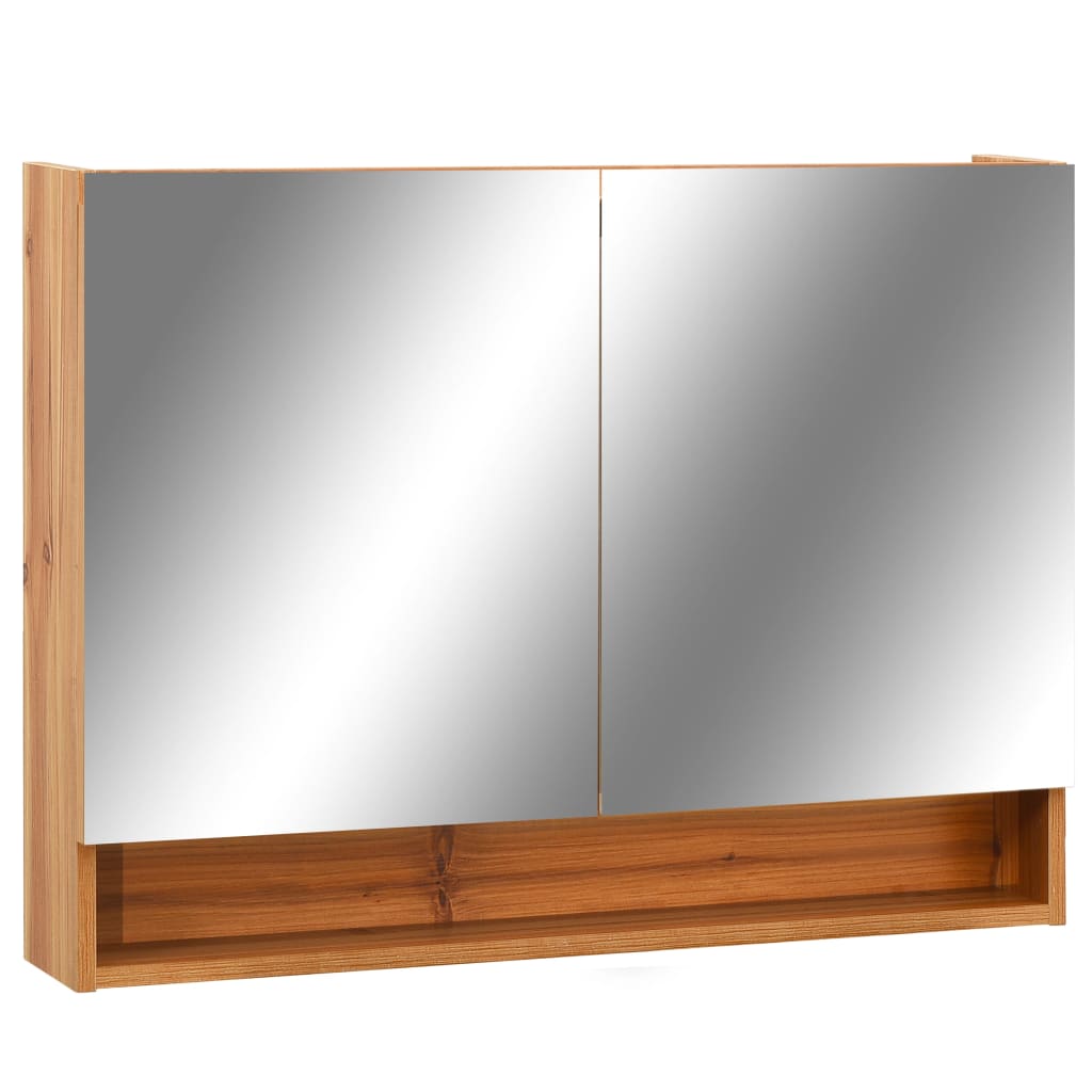 Baderomsspeil Speilskap med LED til baderom Eik 80x15x60 cm