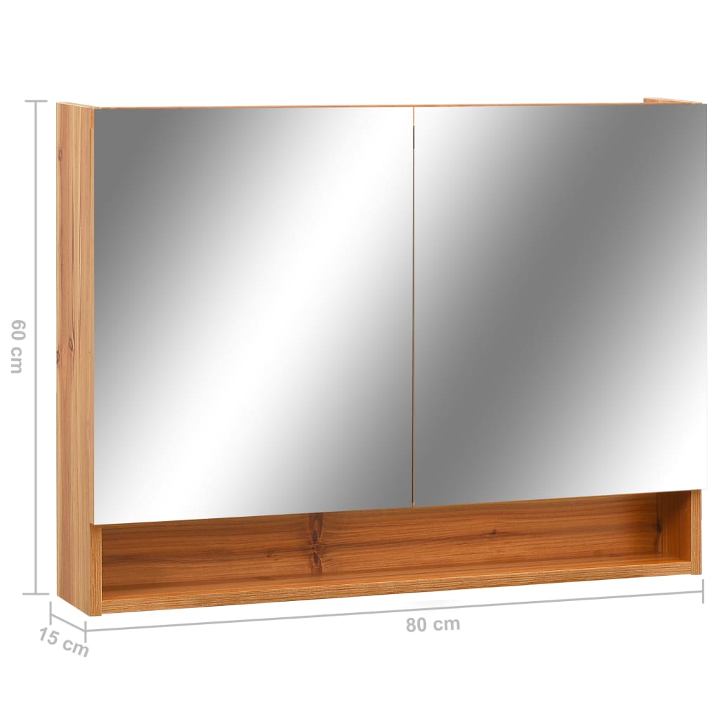 Baderomsspeil Speilskap med LED til baderom Eik 80x15x60 cm