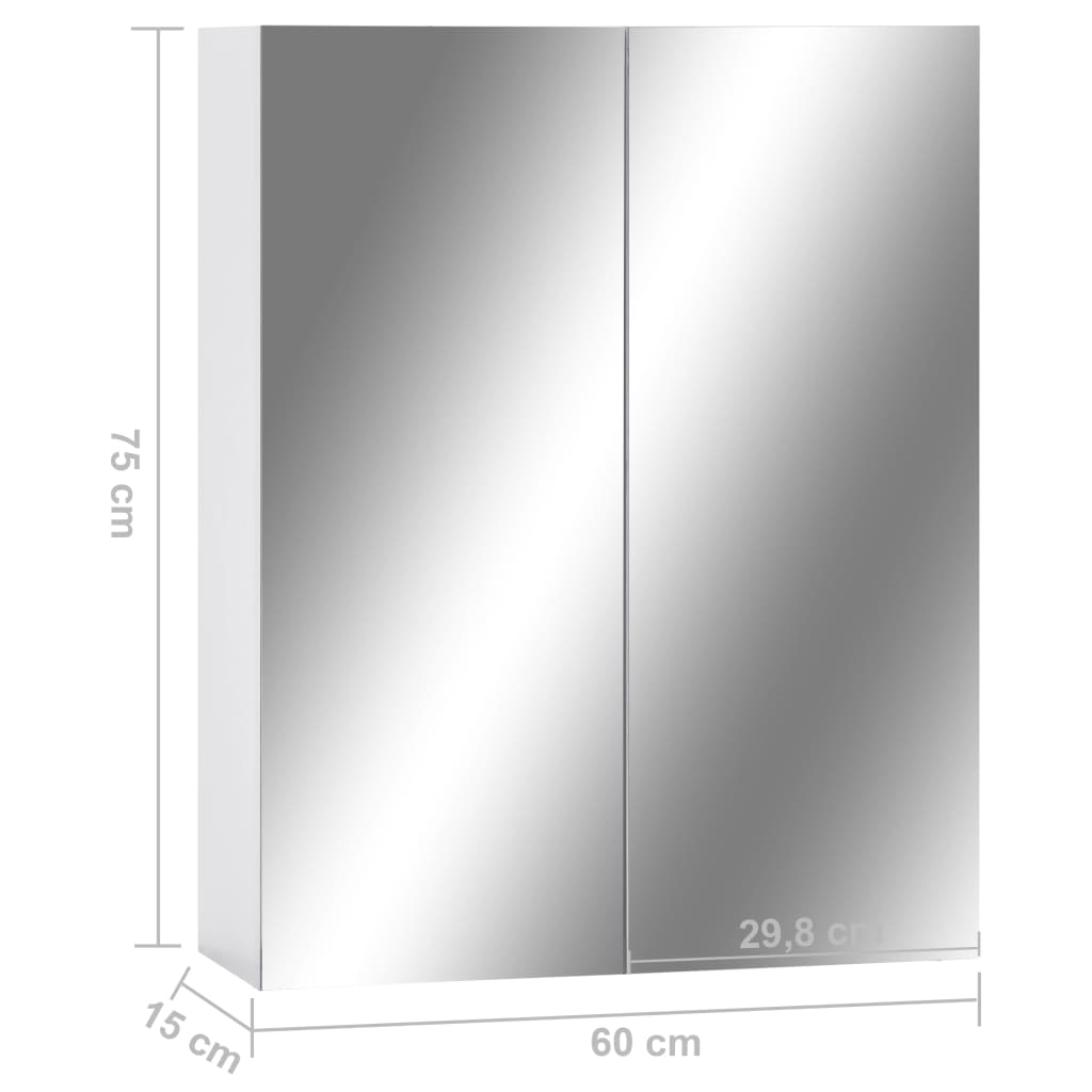 Baderomsspeil Speilskap til baderom Hvit 60x15x75 cm