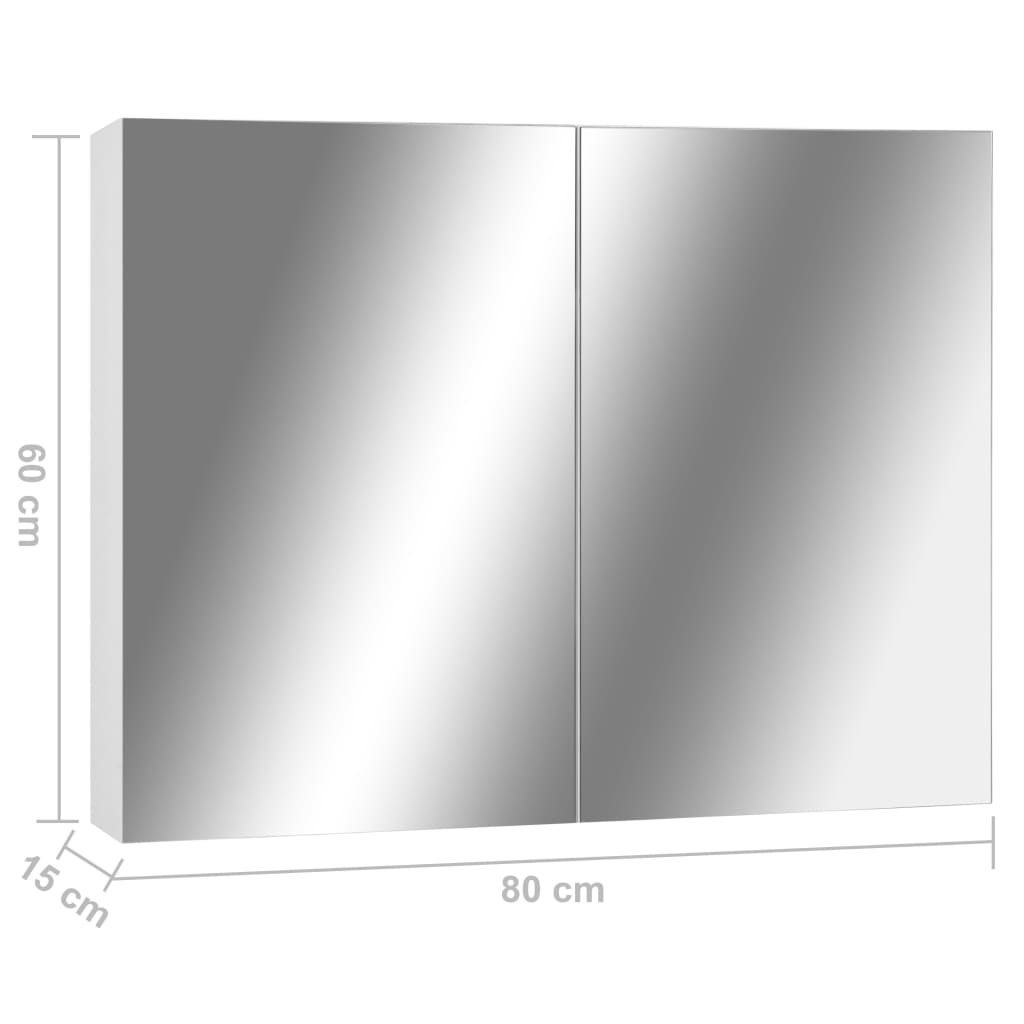 Baderomsspeil Speilskap til baderom Hvit 80x15x60 cm