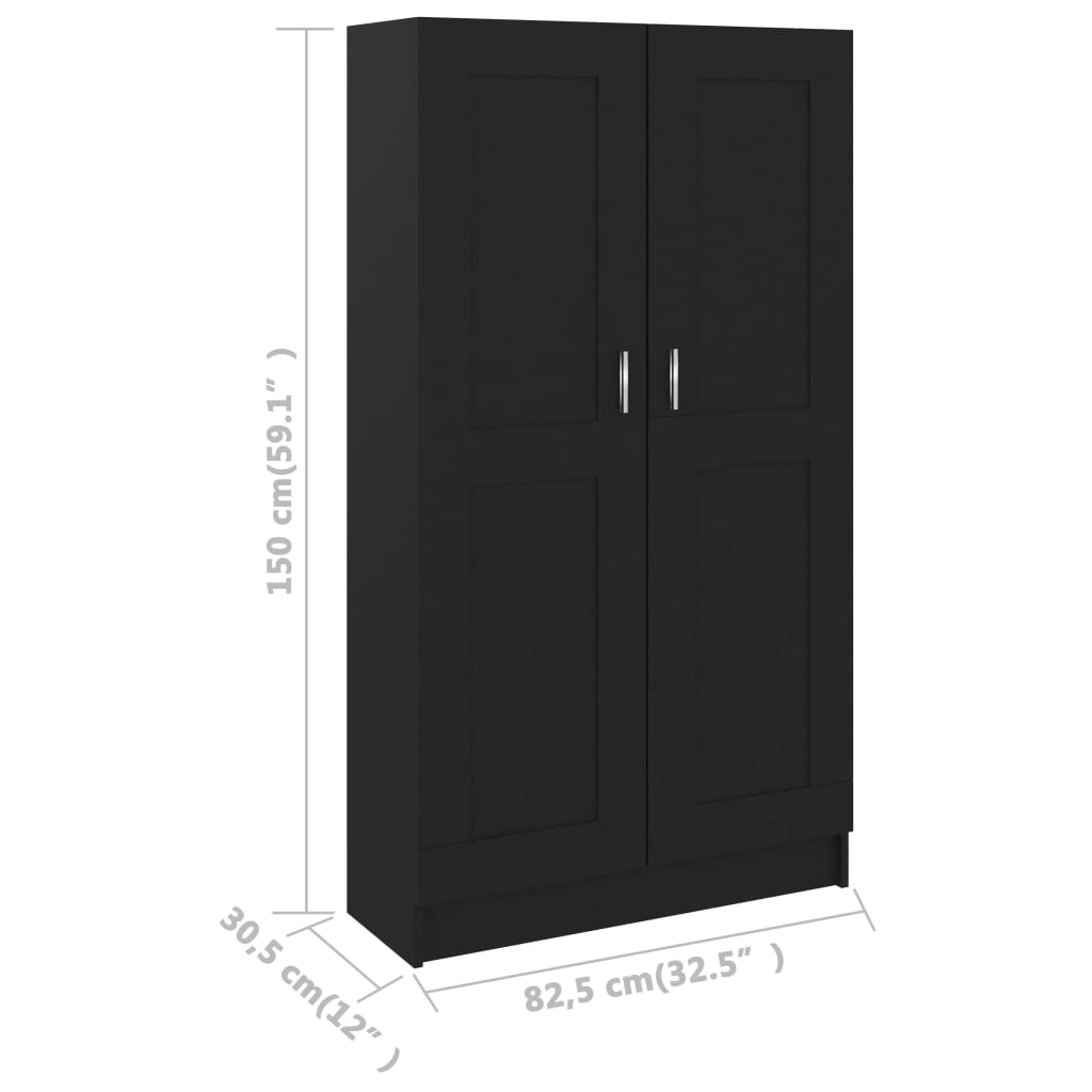 Bokhylle Svart 82,5x30,5x150 cm