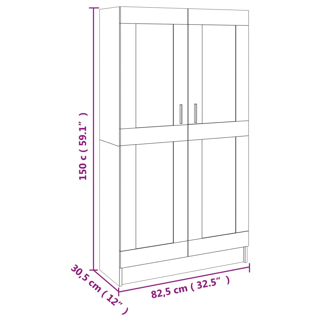 Bokhylle Sonoma Eik 82,5x30,5x150 cm