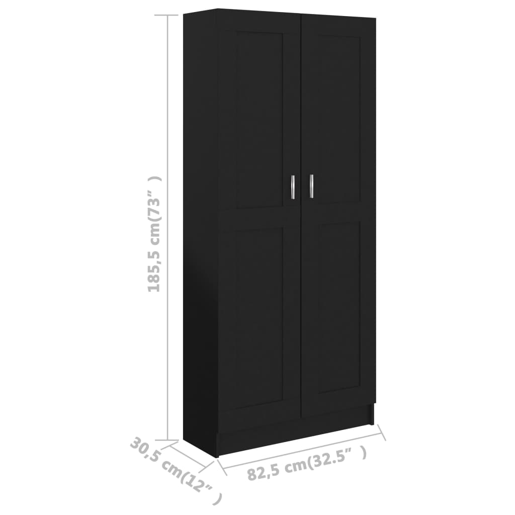 Bokhylle Svart 82,5x30,5x185,5 cm