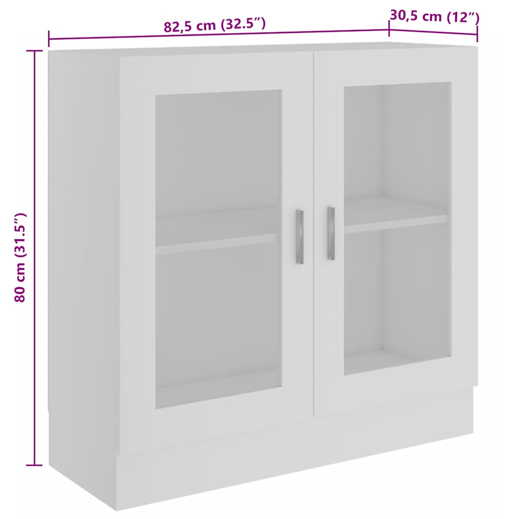 Vitrineskap Hvit 82,5x30,5x80 cm