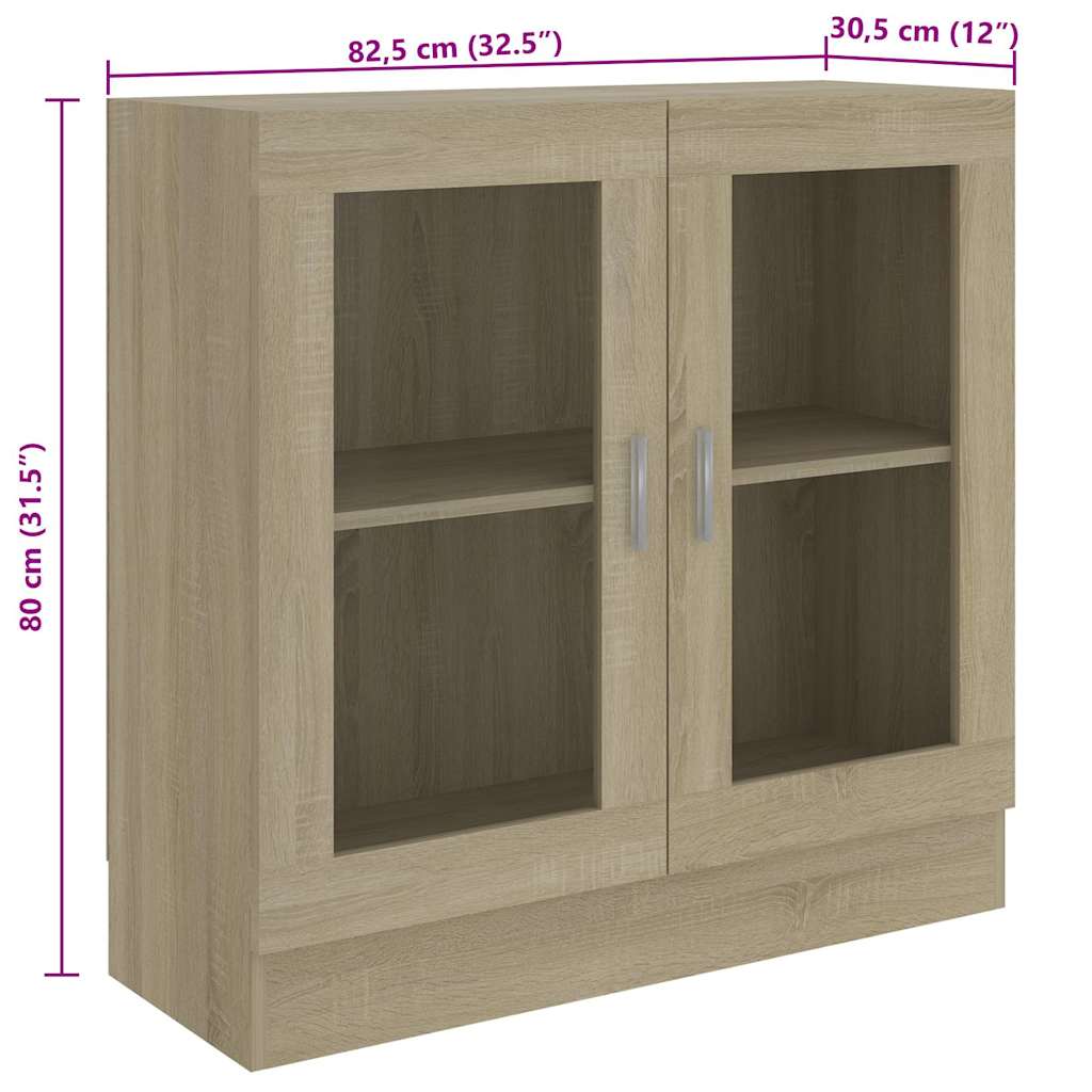 Vitrineskap Sonoma Eik 82,5x30,5x80 cm