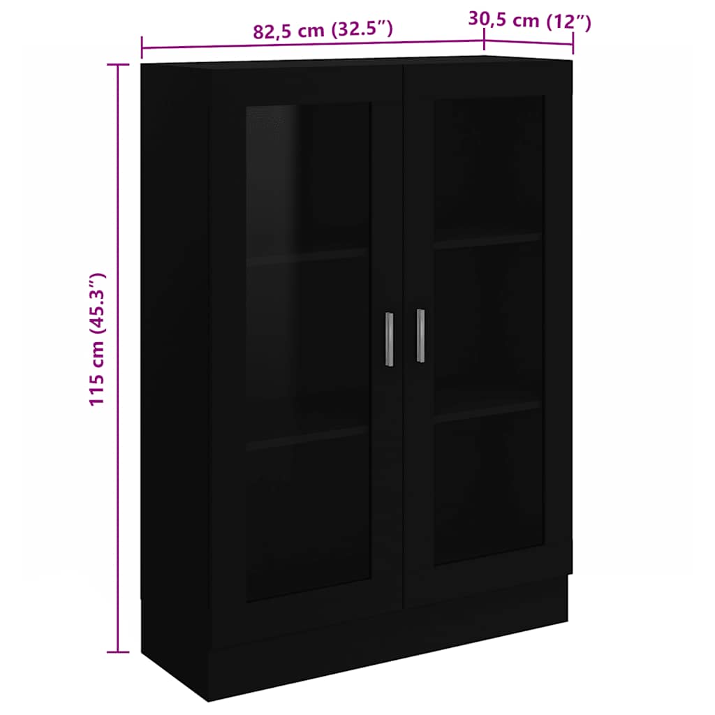 Vitrineskap Svart 82,5x30,5x115 cm
