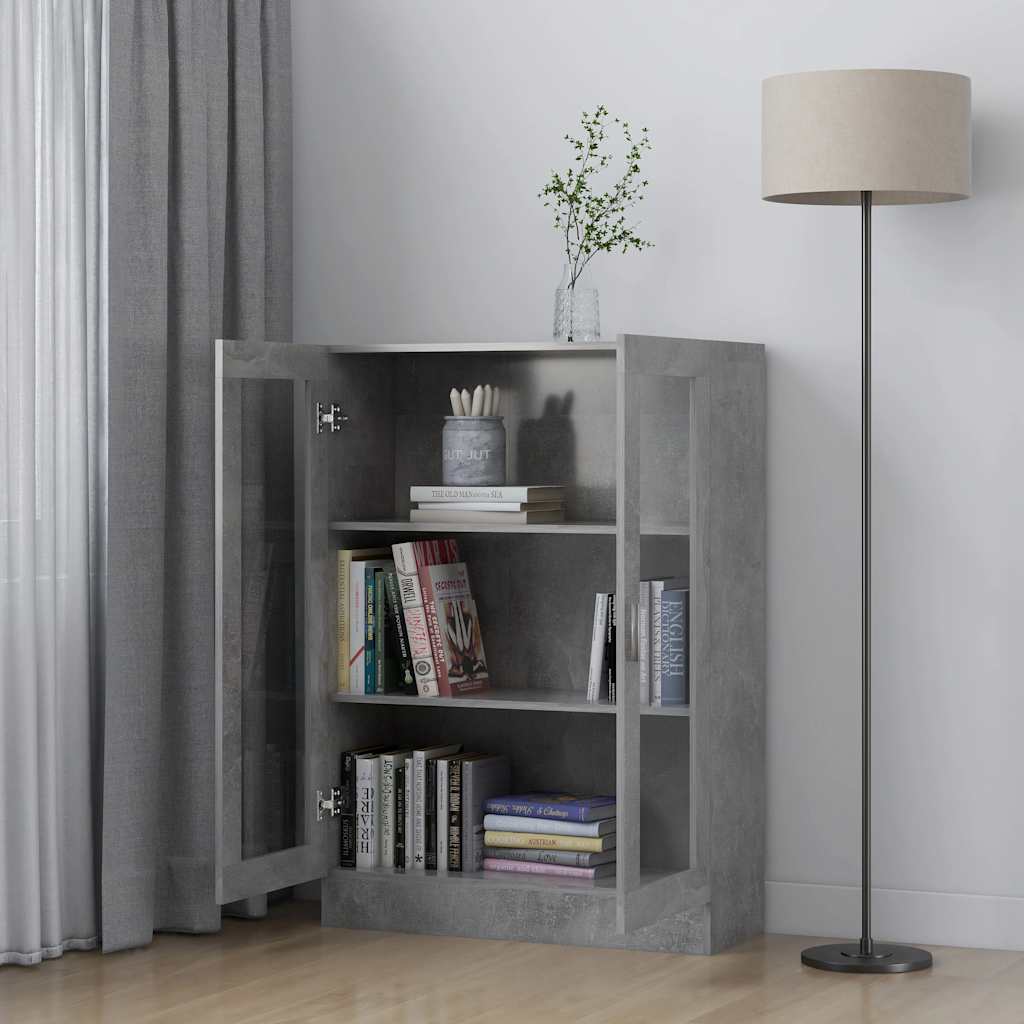 Vitrineskap Betonggrå 82,5x30,5x115 cm