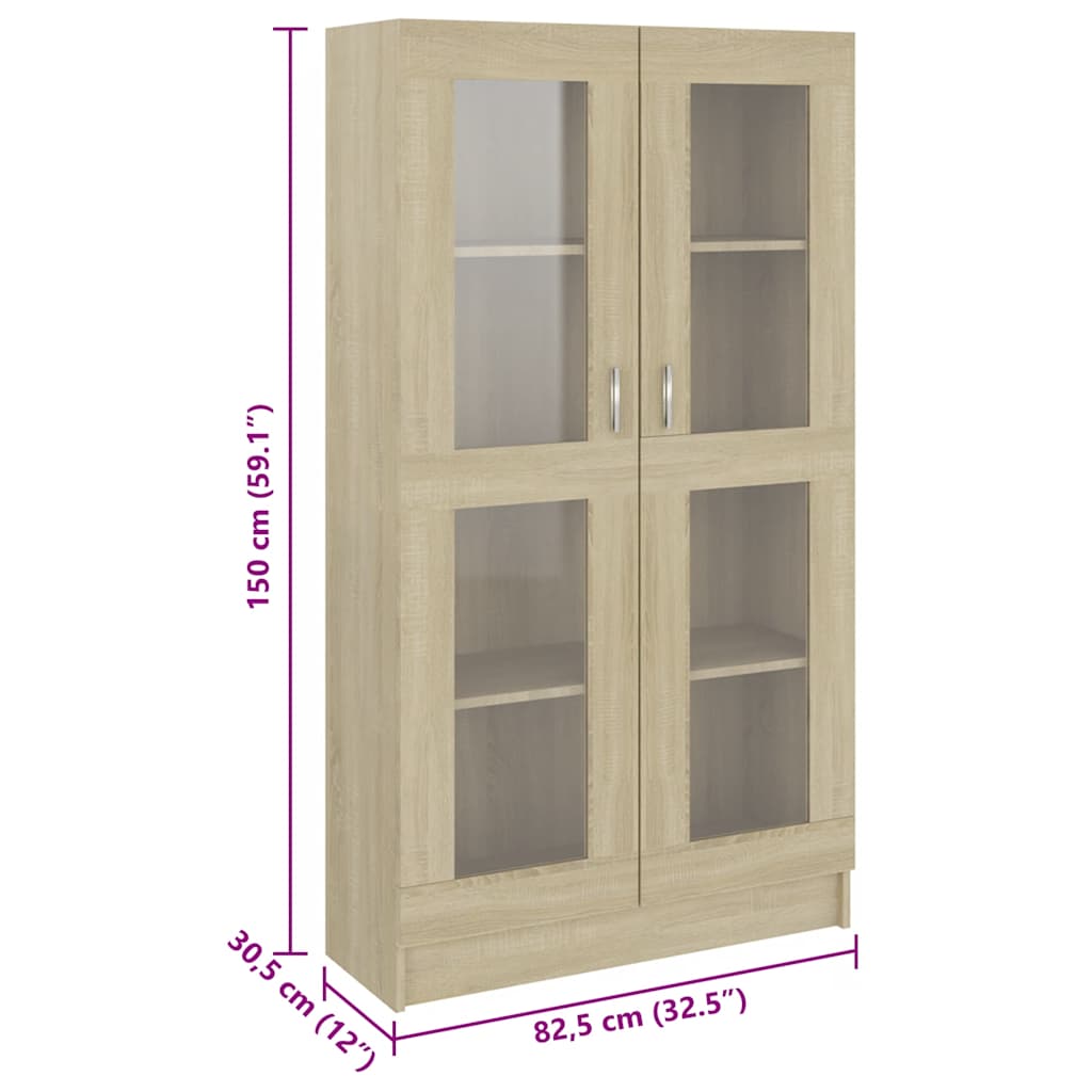 Vitrineskap Sonoma Eik 82,5x30,5x150 cm