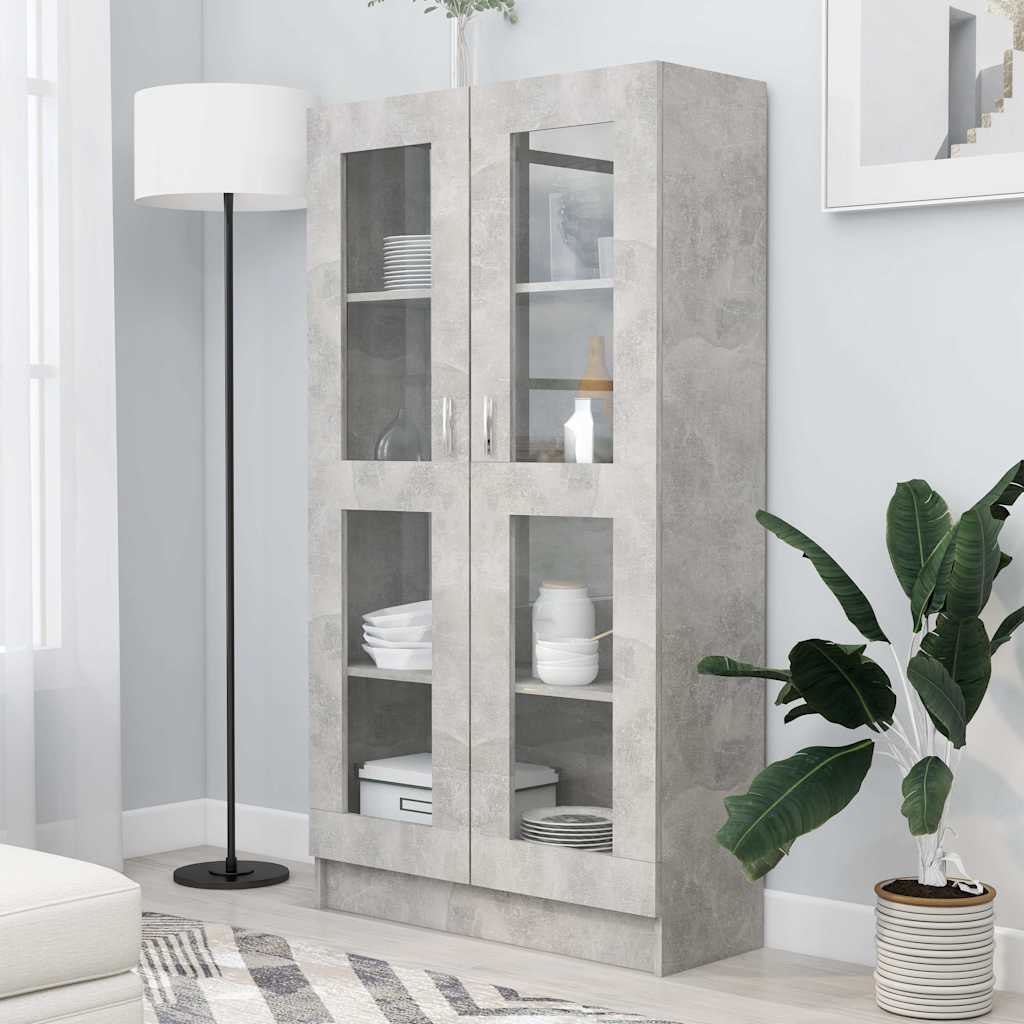 Vitrineskap Betonggrå 82,5x30,5x150 cm