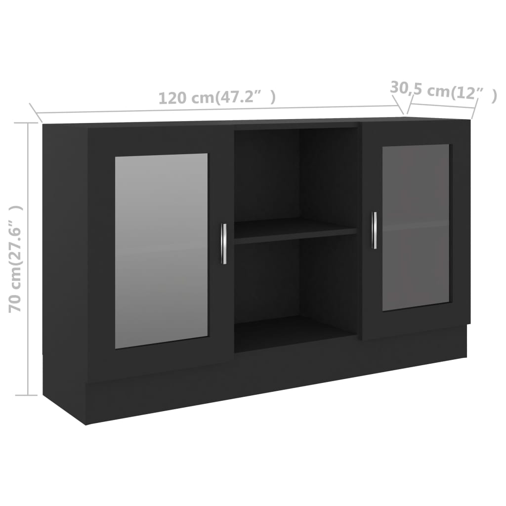 Vitrineskap Svart 120x30,5x70 cm