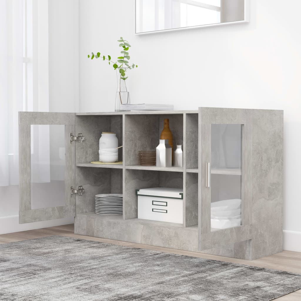 Vitrineskap Betonggrå 120x30,5x70 cm