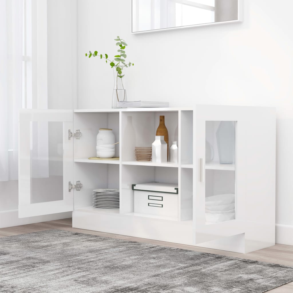 Vitrineskap Høyglans Hvit 120x30,5x70 cm