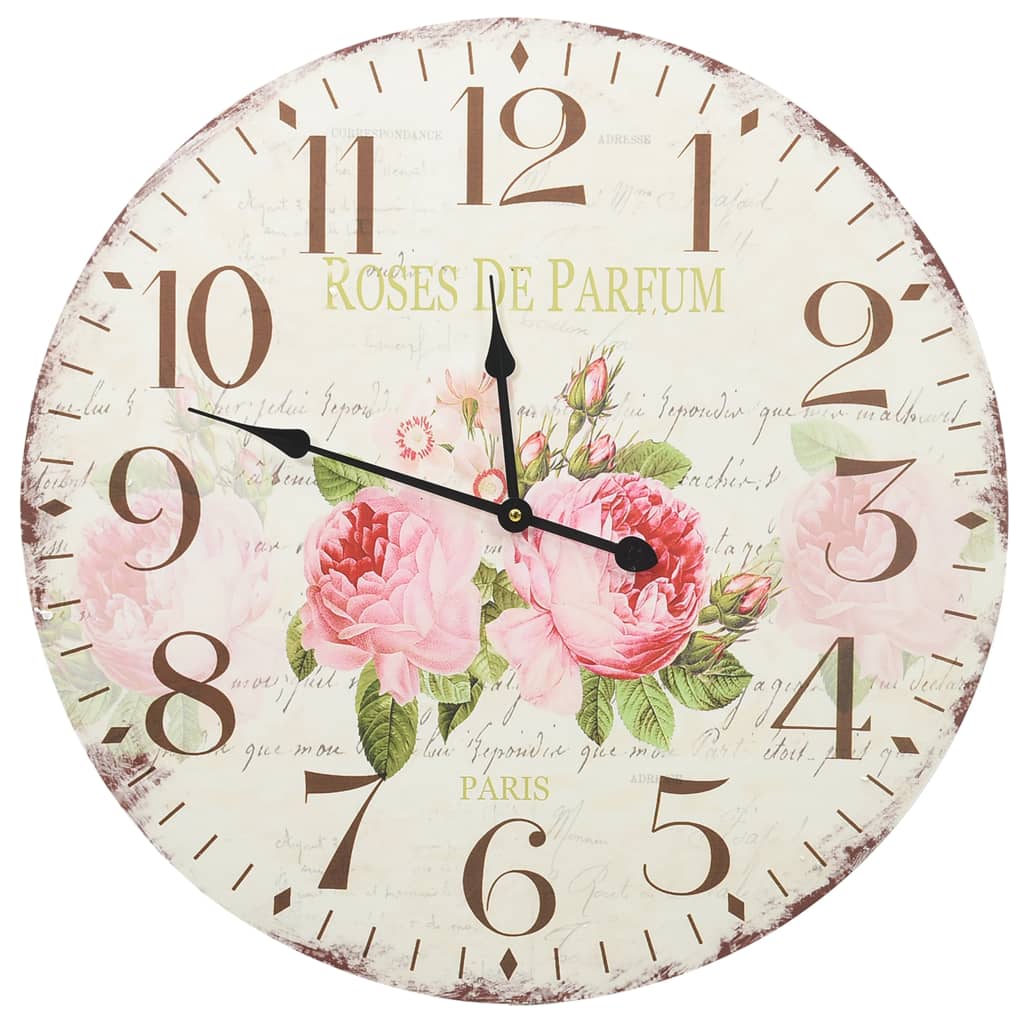 Veggklokke vintage blomst 60 cm