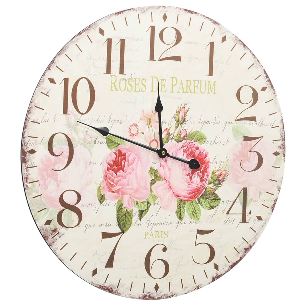 Veggklokke vintage blomst 60 cm