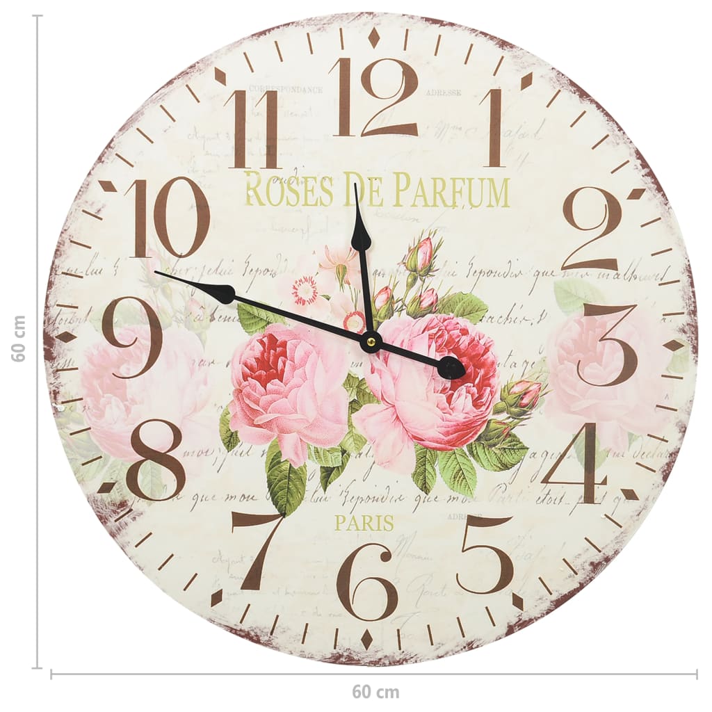 Veggklokke vintage blomst 60 cm