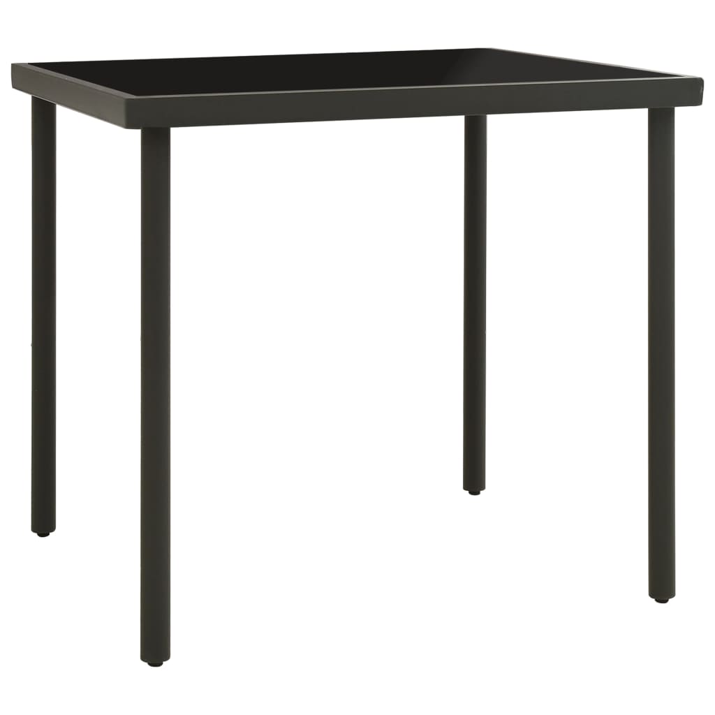 Hagebord Metall spisebord Antrasitt 80x80x72 cm glass og stål