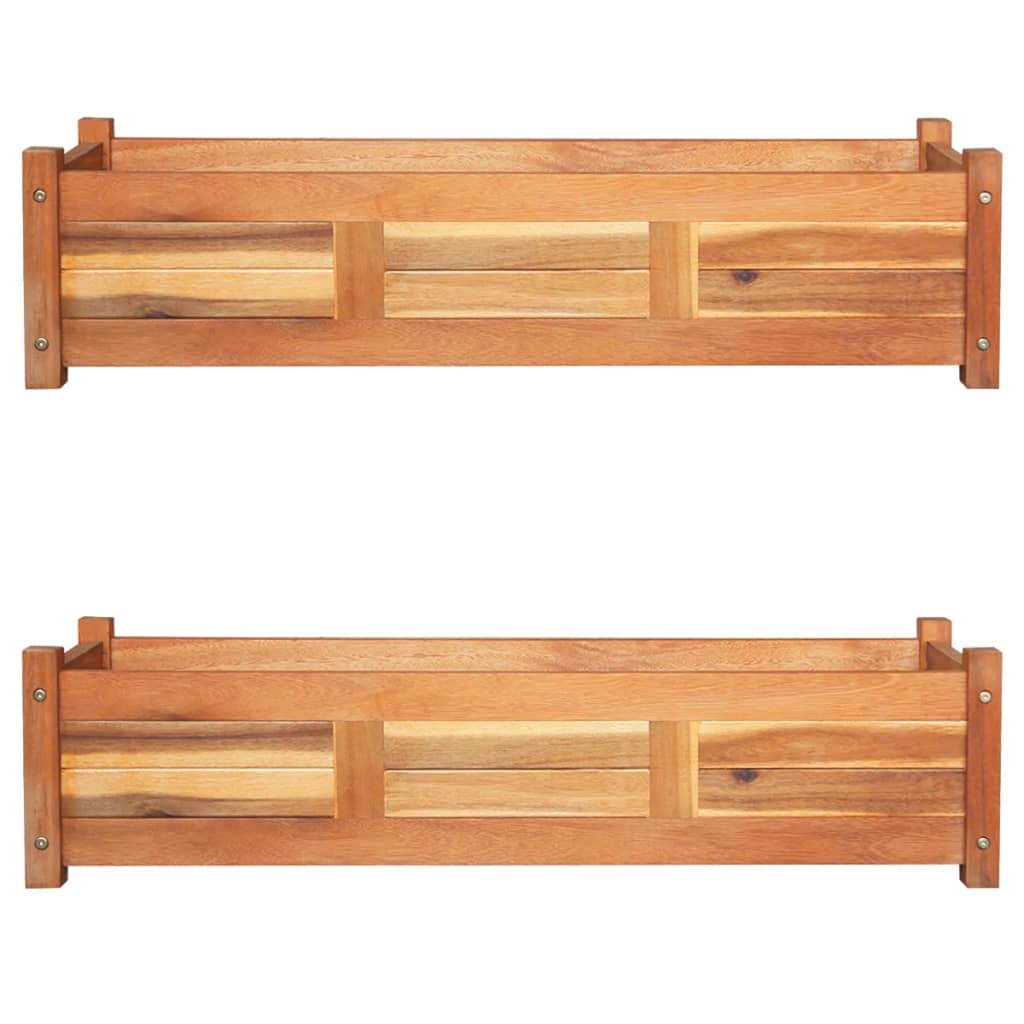 Utendørs Blomsterkasse Plantekasse Tre 2 stk akasietre 100x30x25 cm