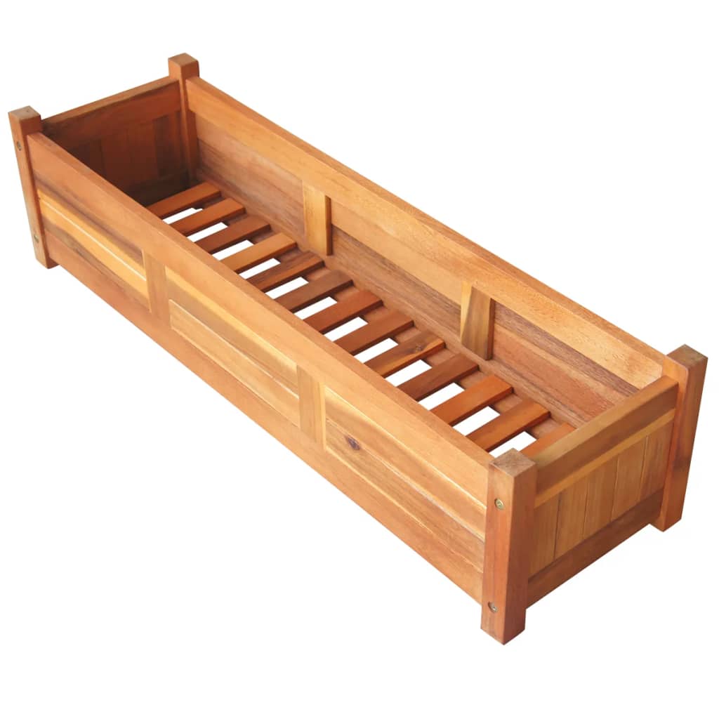 Utendørs Blomsterkasse Plantekasse Tre 2 stk akasietre 100x30x25 cm