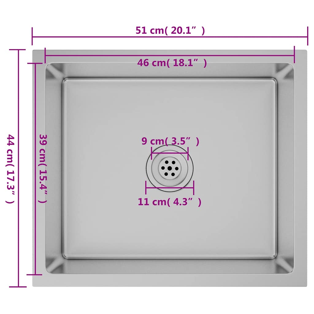 Kjøkkenvask Håndlaget rustfritt stål