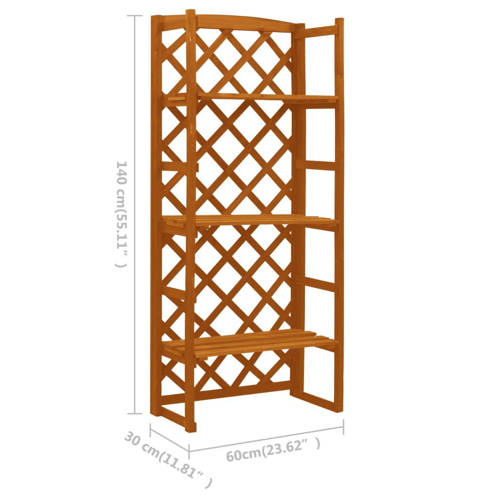 Plantestativ med espalier oransje 60x30x140 cm heltre gran