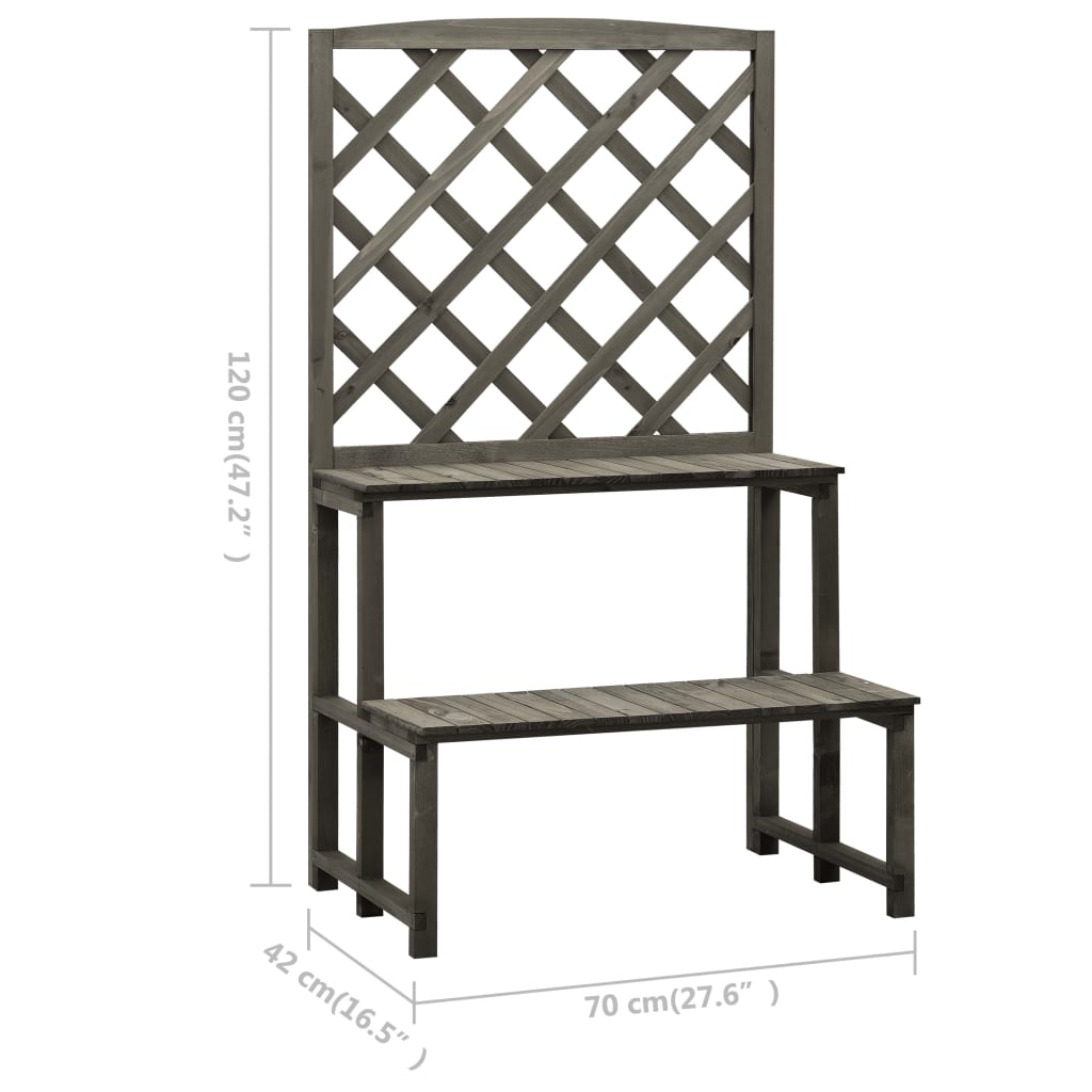 Plantestativ med espalier grå 70x42x120 cm heltre gran