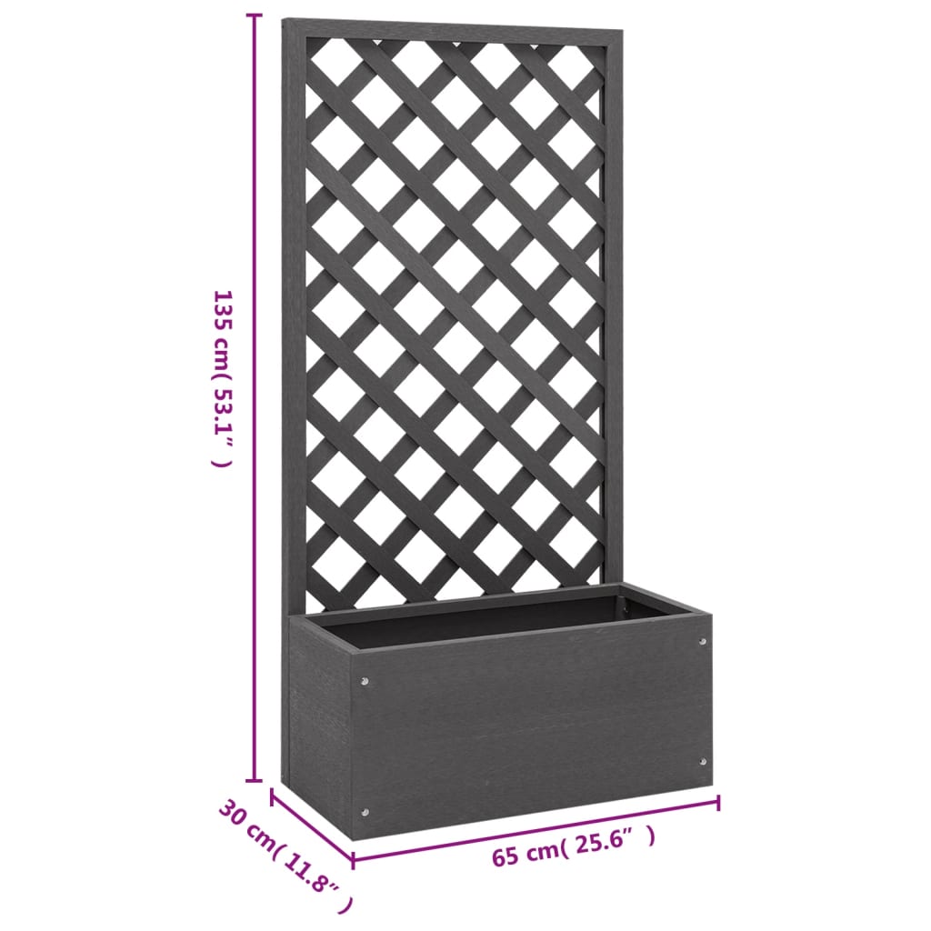 Blomsterkasse med espalier 65x30x135 cm WPC