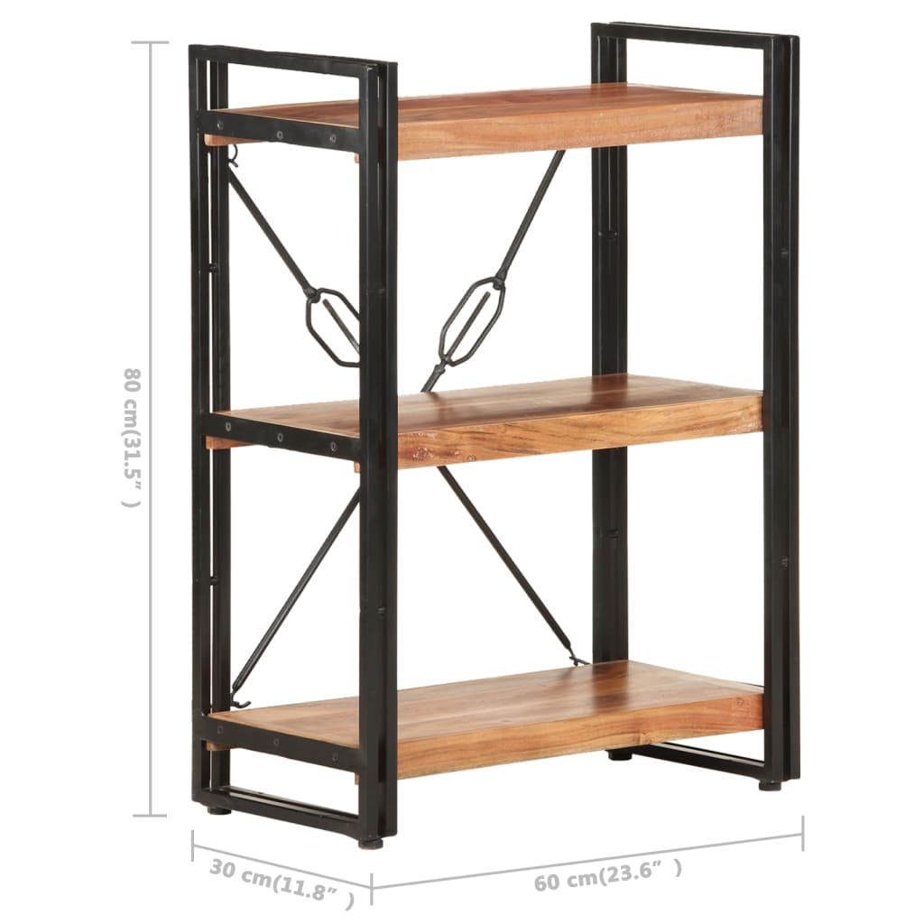 Bokhylle Tre 3 etasjer 60x30x80 cm heltre akasie