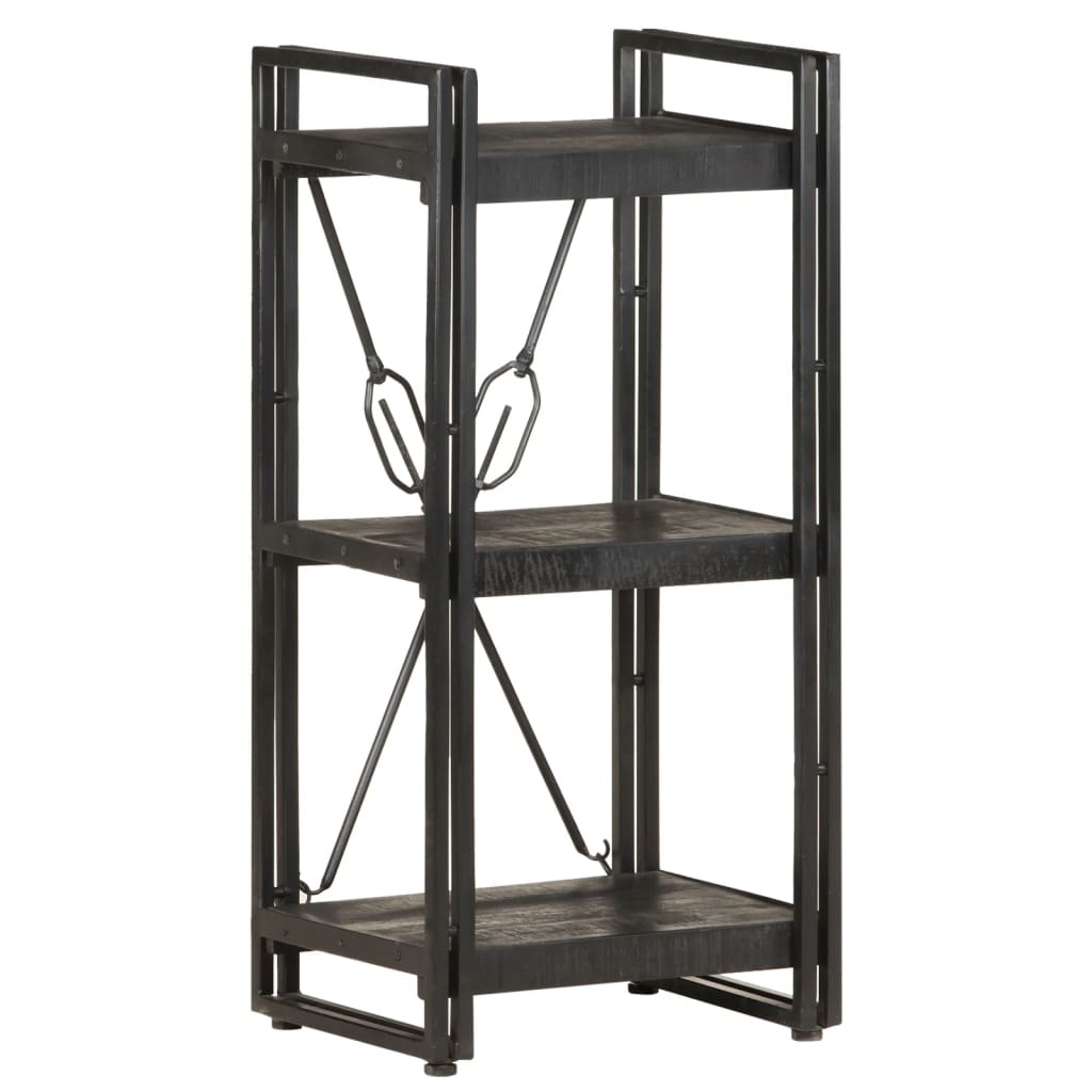Bokhylle Svart 3 etasjer 40x30x80 cm heltre mango