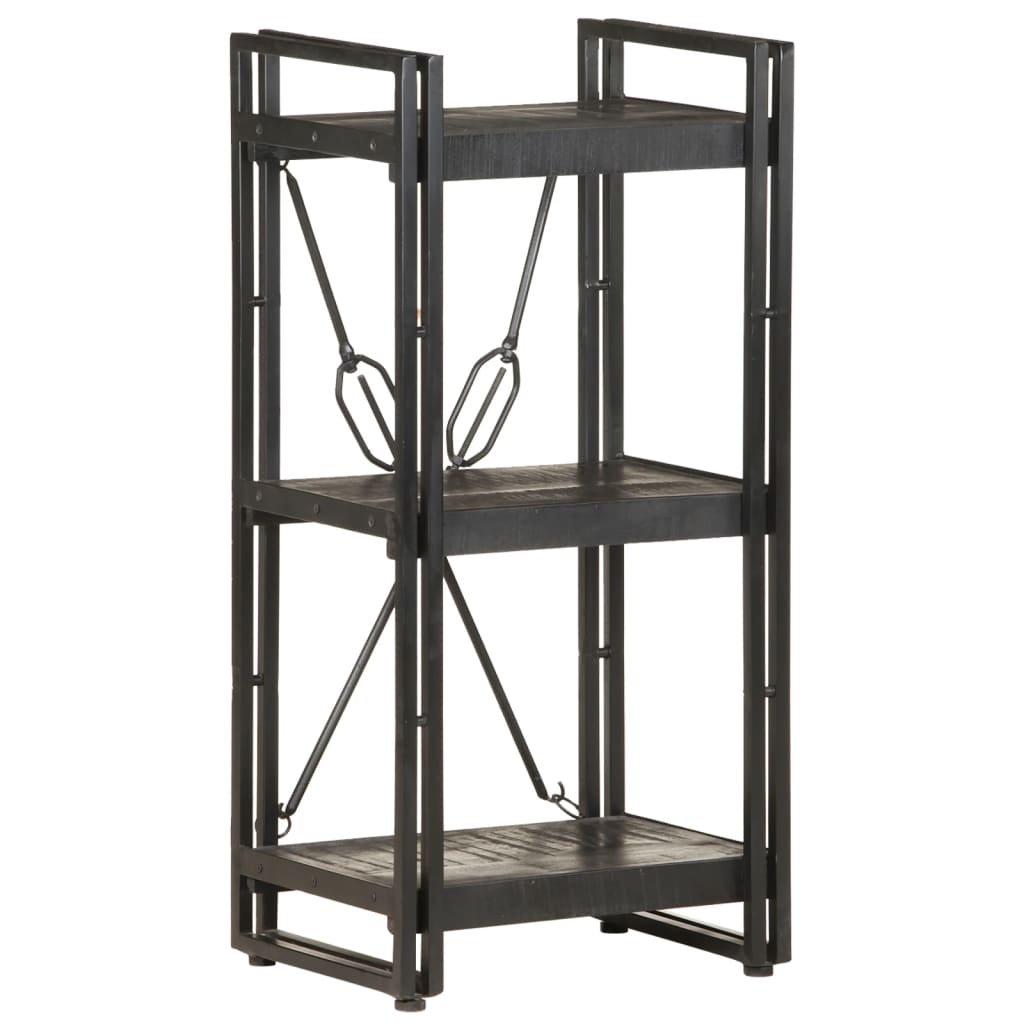 Bokhylle Svart 3 etasjer 40x30x80 cm heltre mango