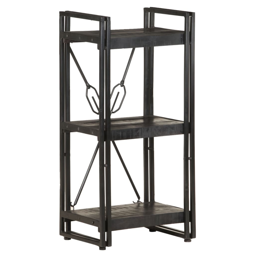 Bokhylle Svart 3 etasjer 40x30x80 cm heltre mango