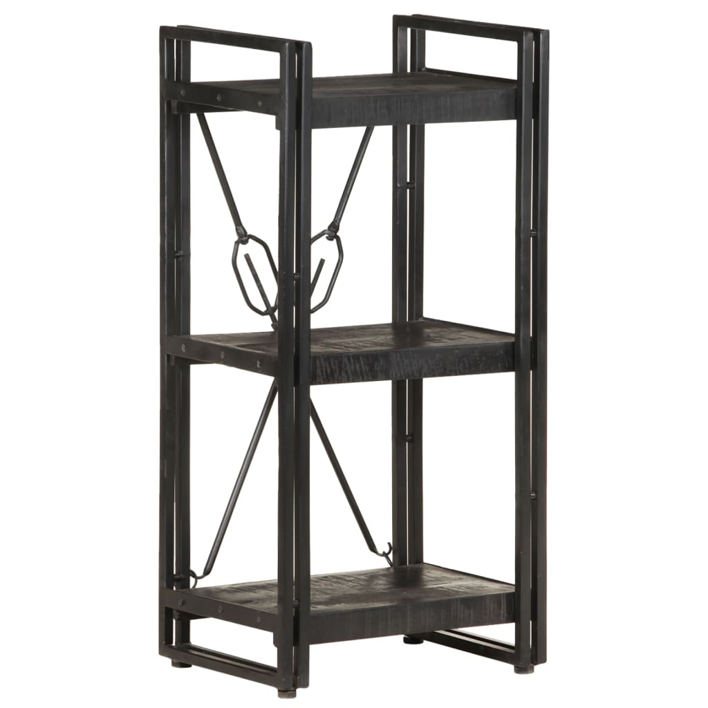 Bokhylle Svart 3 etasjer 40x30x80 cm heltre mango