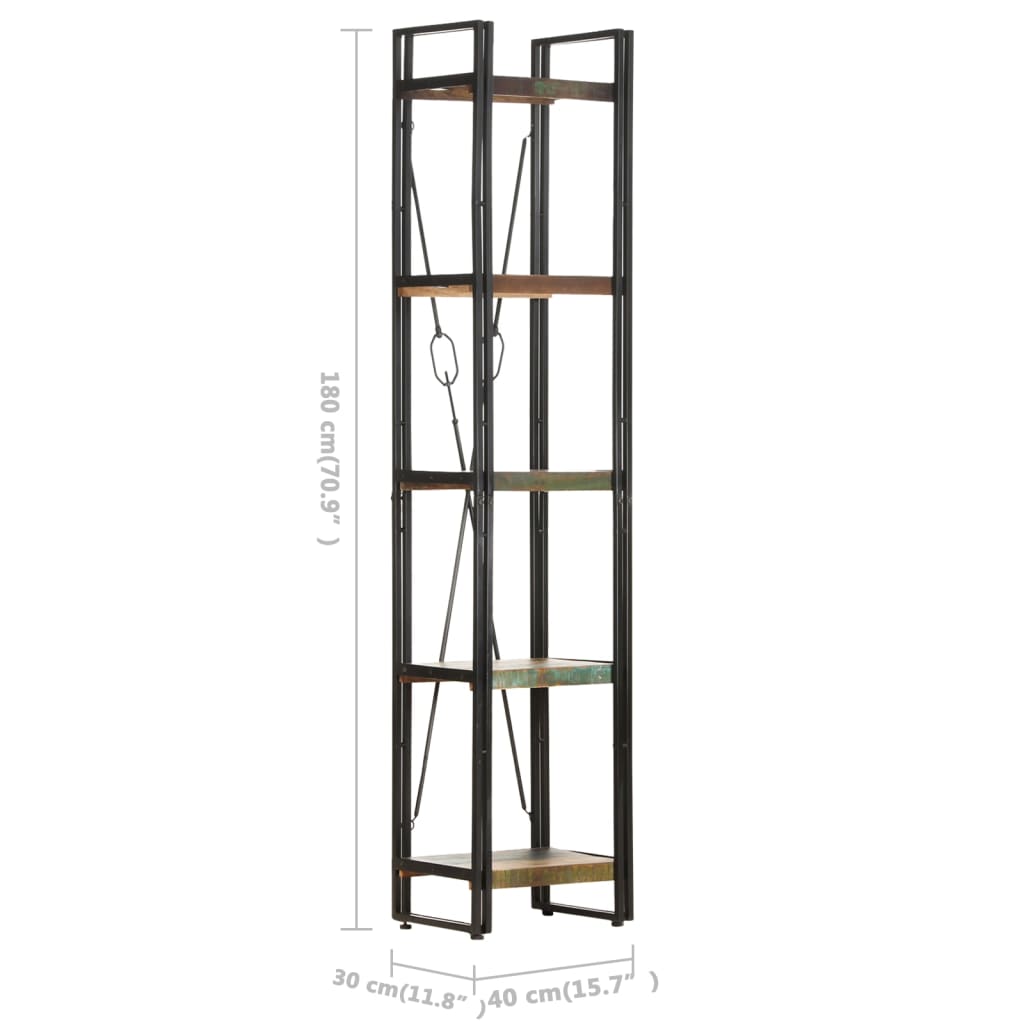 Bokhylle Tre 5 etasjer 40x30x180 cm gjenvunnet heltre