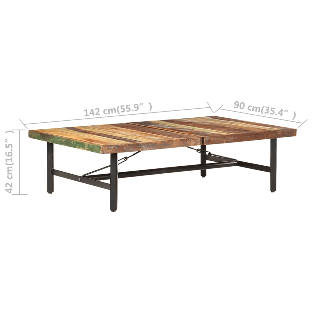 Salongbord Sofabord Tre 142x90x42 cm gjenvunnet heltre