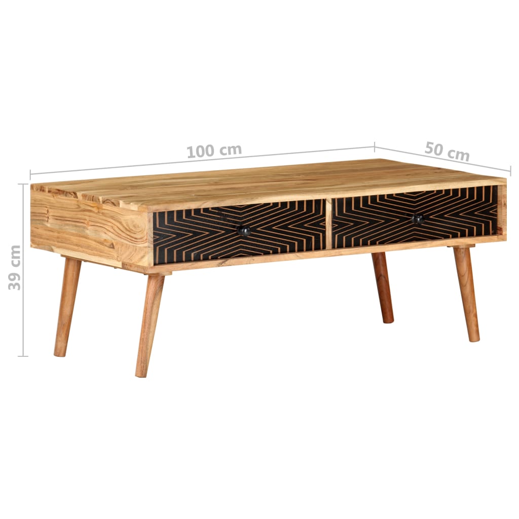 Salongbord Sofabord Tre heltre akasie 100x50x39 cm