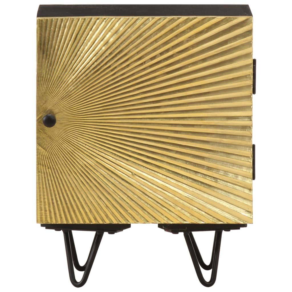 Nattbord Sengbord Tre heltre mangotre med messingfront 40x30x50 cm