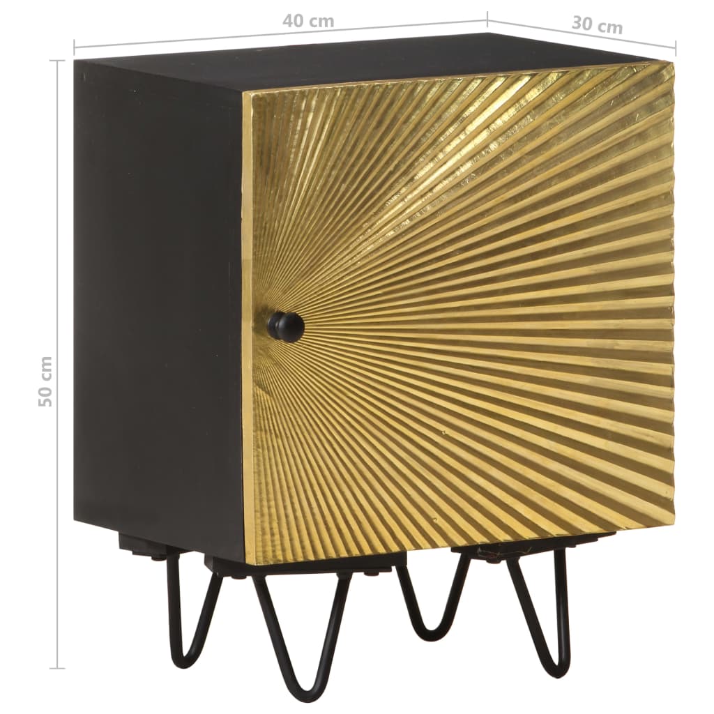 Nattbord Sengbord Tre heltre mangotre med messingfront 40x30x50 cm