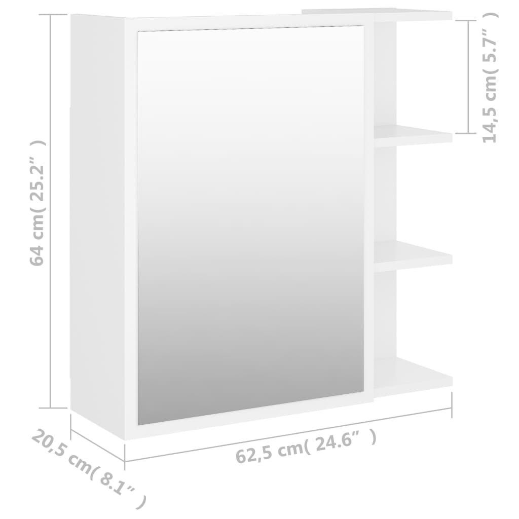 Baderomsspeil Skap Hvit 62,5x20,5x64 cm