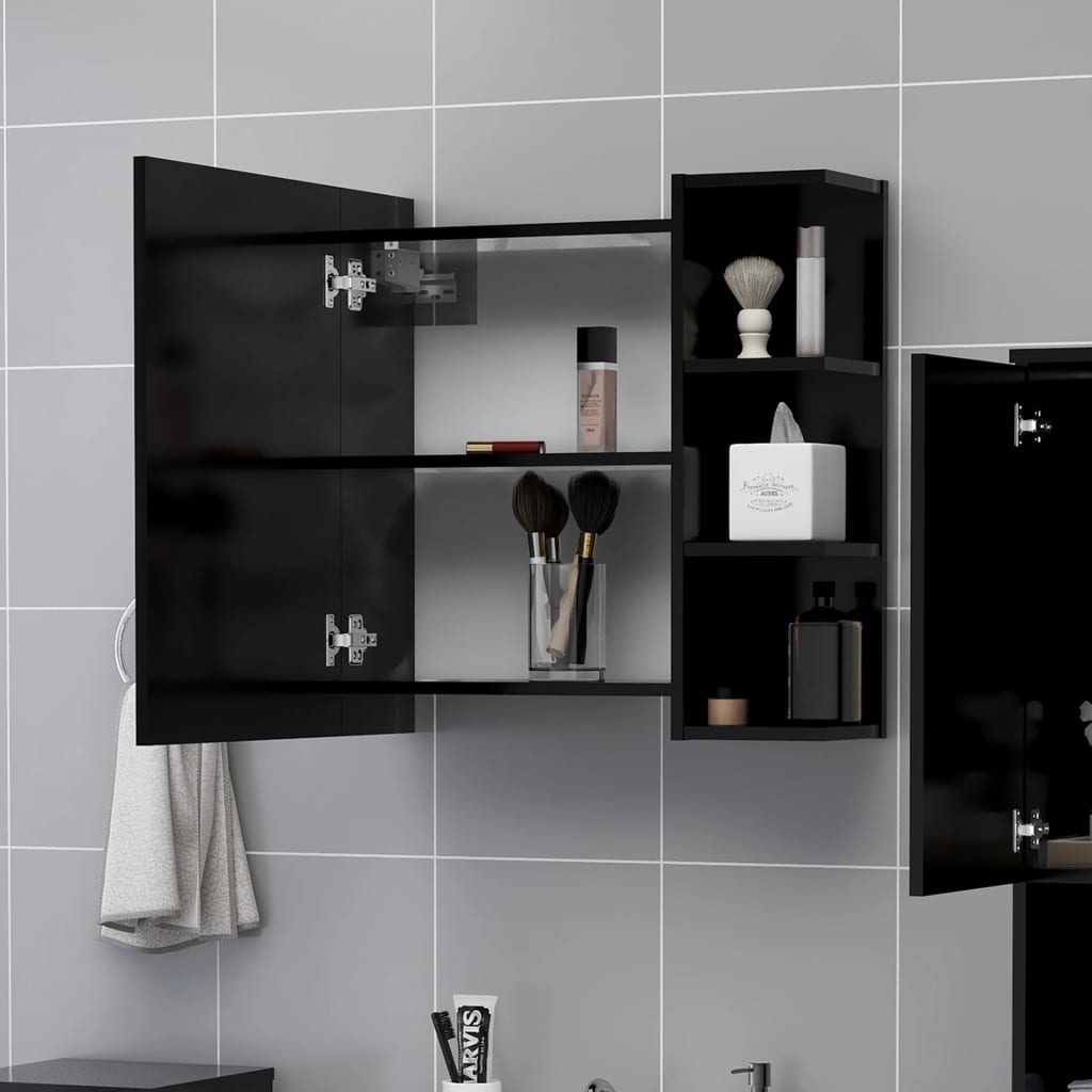 Baderomsspeil Speilskap til baderom Svart 62,5x20,5x64 cm