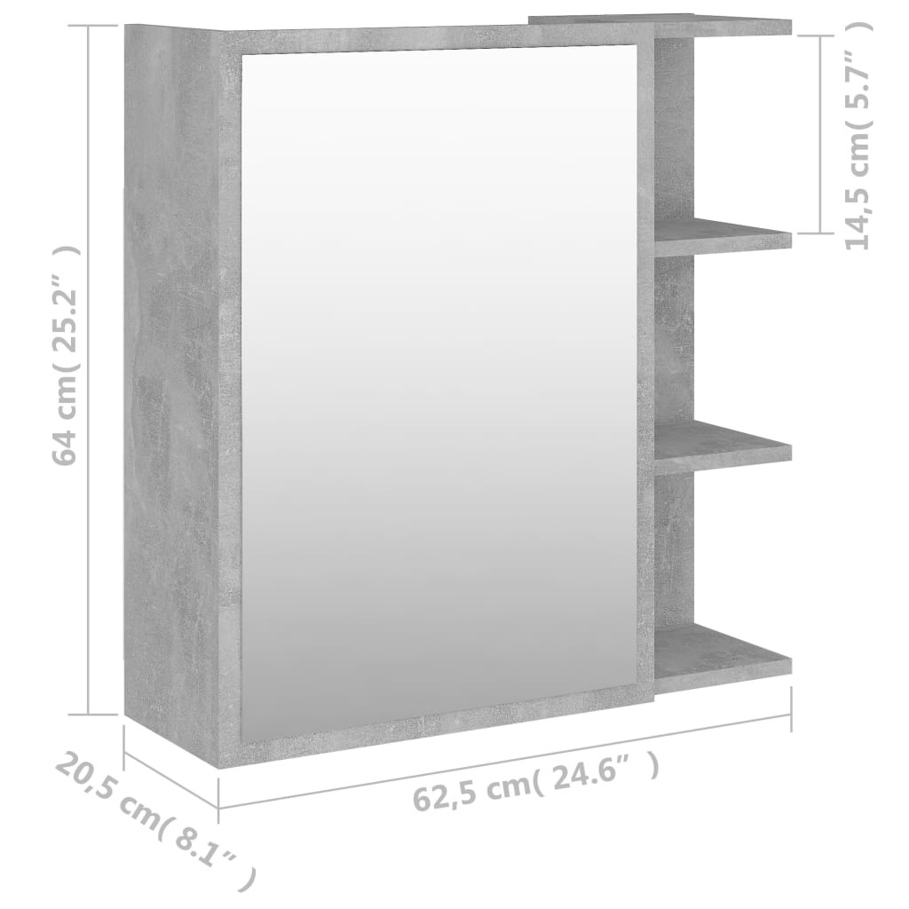 Baderomsspeil Skap Betonggrå 62,5x20,5x64 cm