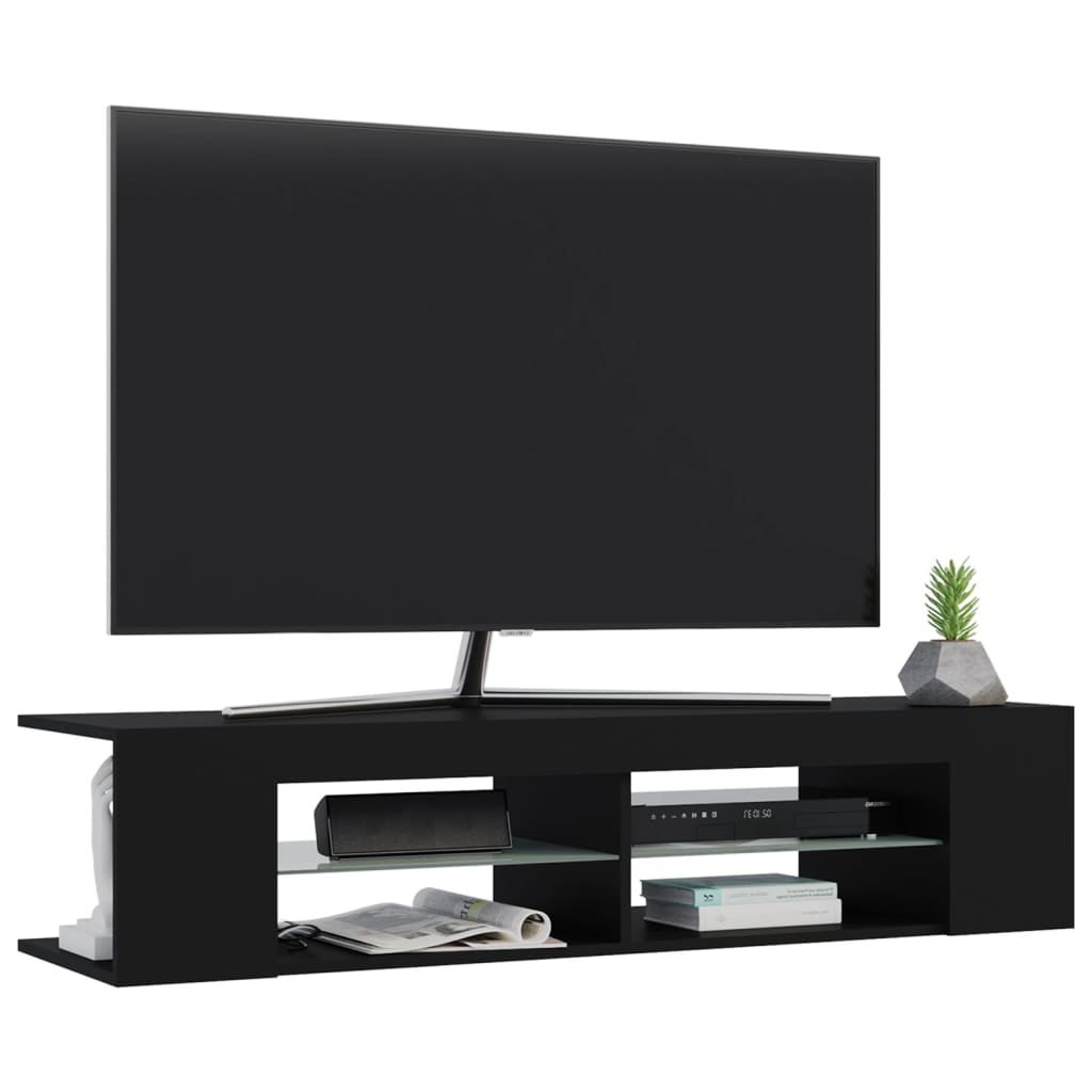 TV-Møbel Svart TV-benk med LED-lys 135x39x30 cm
