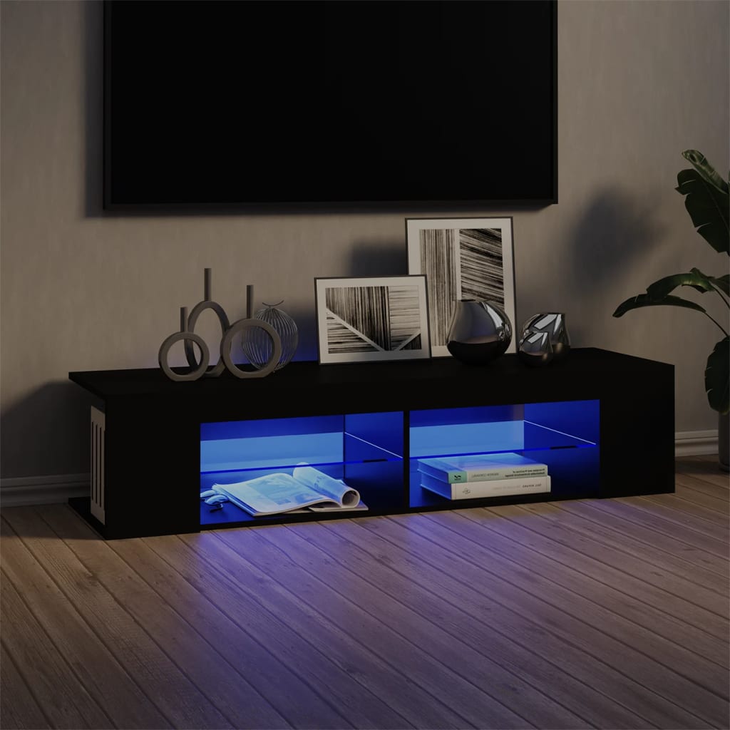 TV-Møbel Svart TV-benk med LED-lys 135x39x30 cm