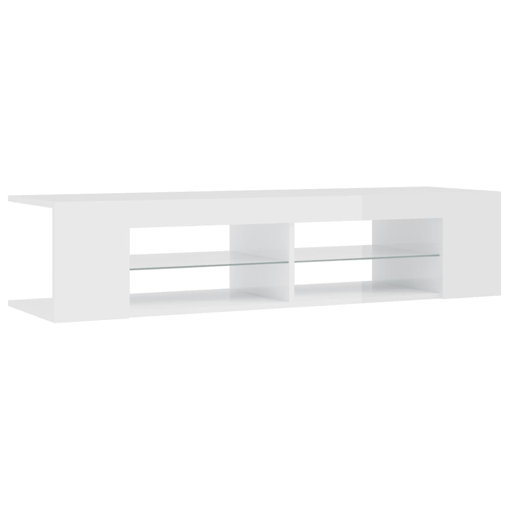 TV-Møbel Høyglans Hvit Tv-benk med LED-lys 135x39x30 cm