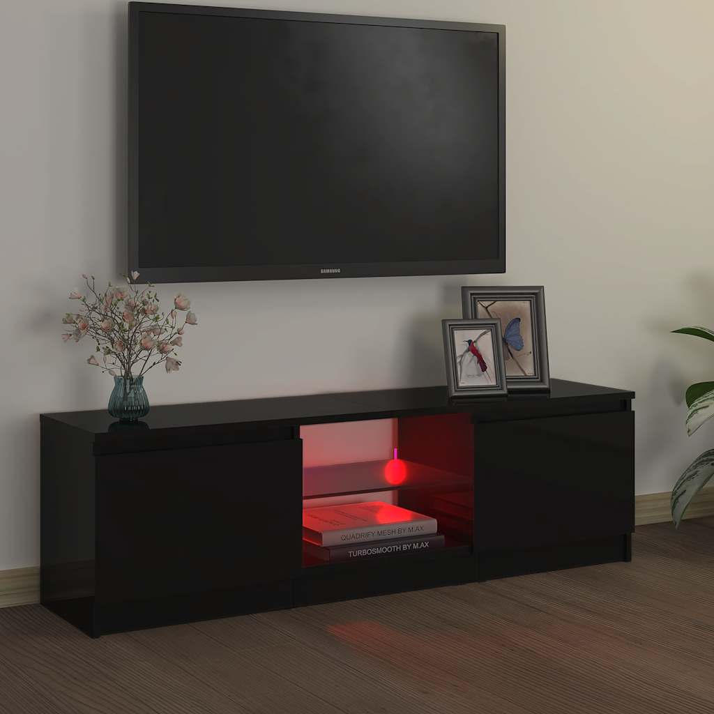 TV-Møbel Svart TV-benk med LED-lys 120x30x36 cm