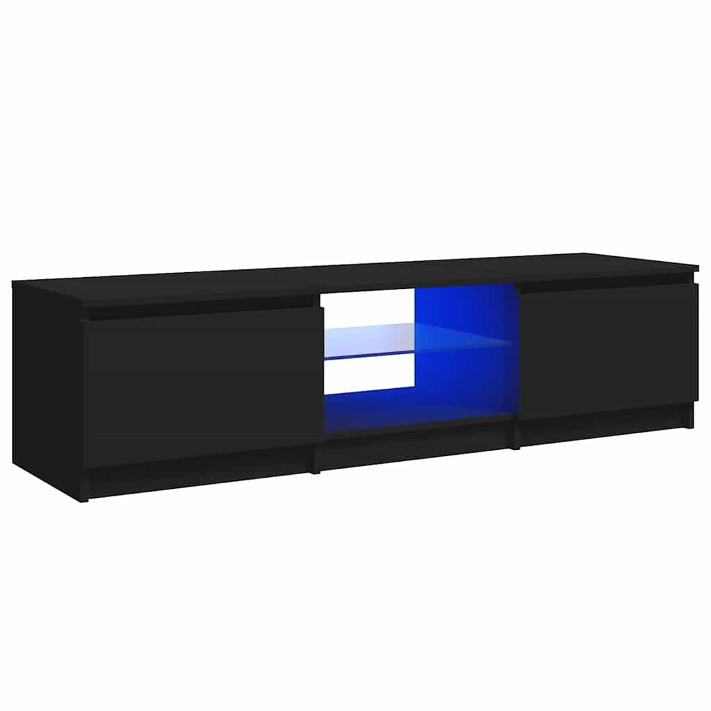 TV-Møbel Svart Tv-benk med LED-lys 140x40x35,5 cm