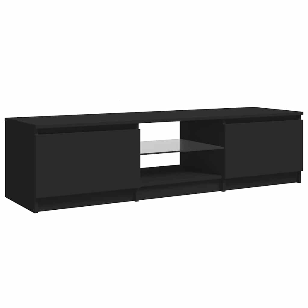 TV-Møbel Svart Tv-benk med LED-lys 140x40x35,5 cm