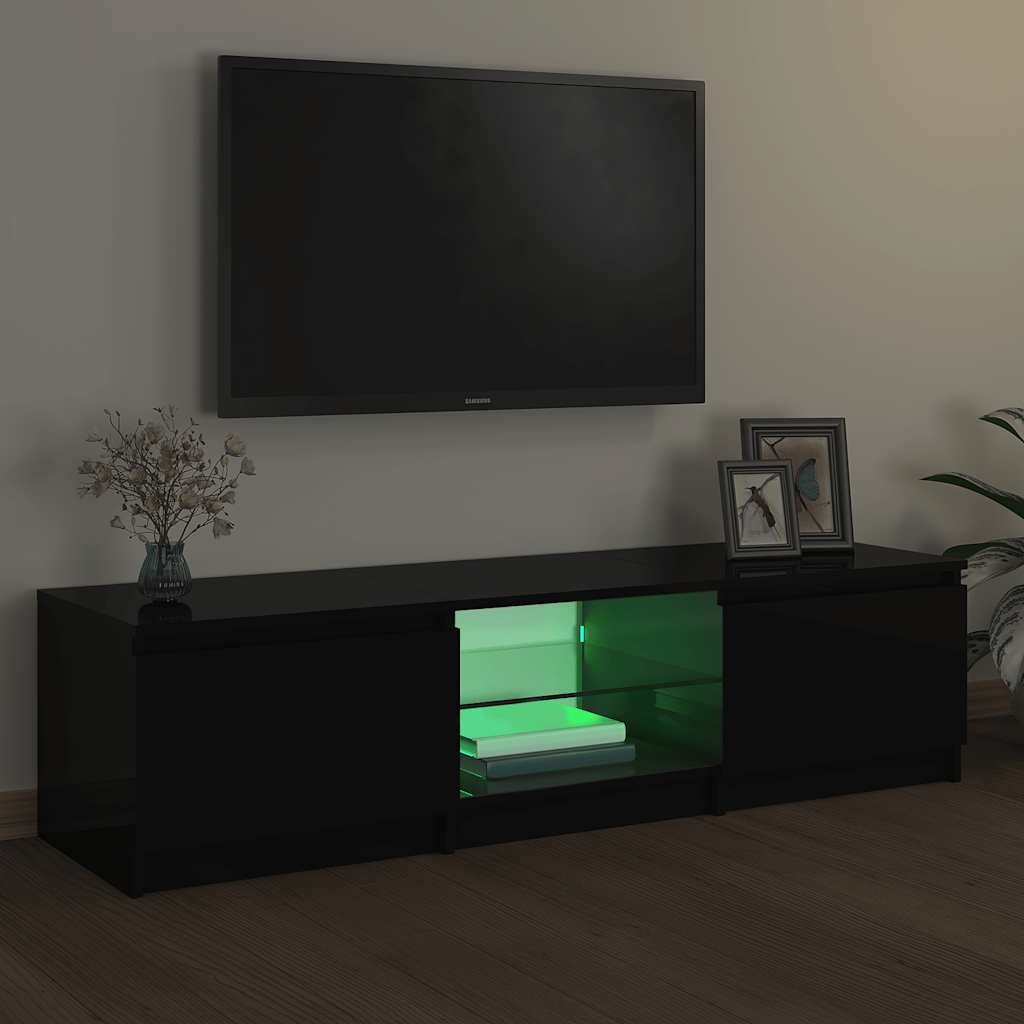 TV-Møbel Svart Tv-benk med LED-lys 140x40x35,5 cm