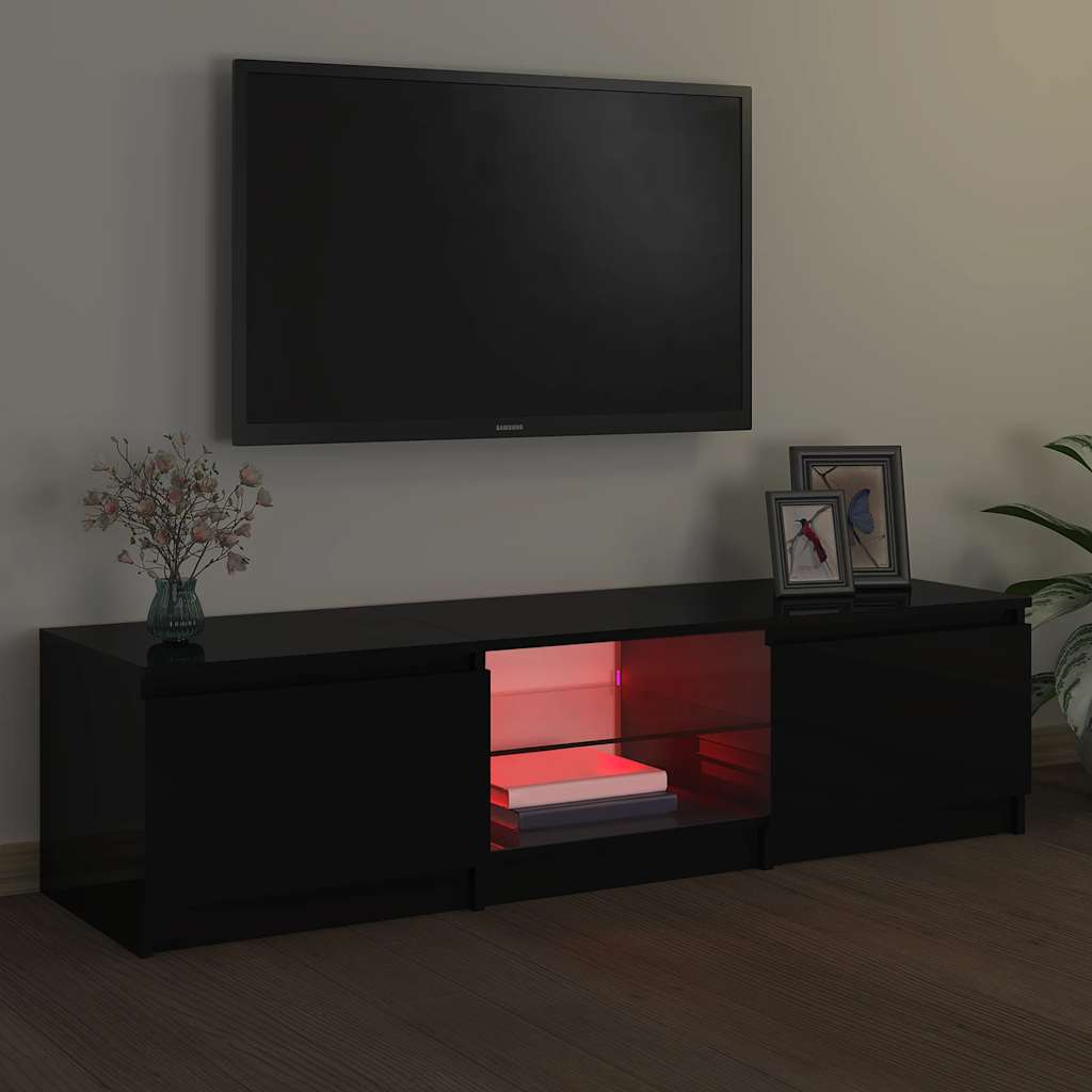 TV-Møbel Svart Tv-benk med LED-lys 140x40x35,5 cm